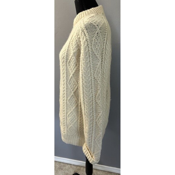Bonner Ireland Fishermens 100% Wool Ivory Hand Knit Cable Knit Sweater No Sz Tag - Picture 2 of 6